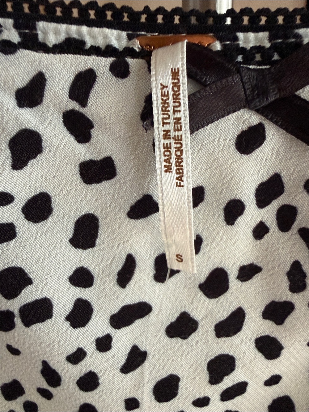 NWT Free People Dalmatian White Midi Skirt with Black Spot Print Size S - Picture 9 of 12